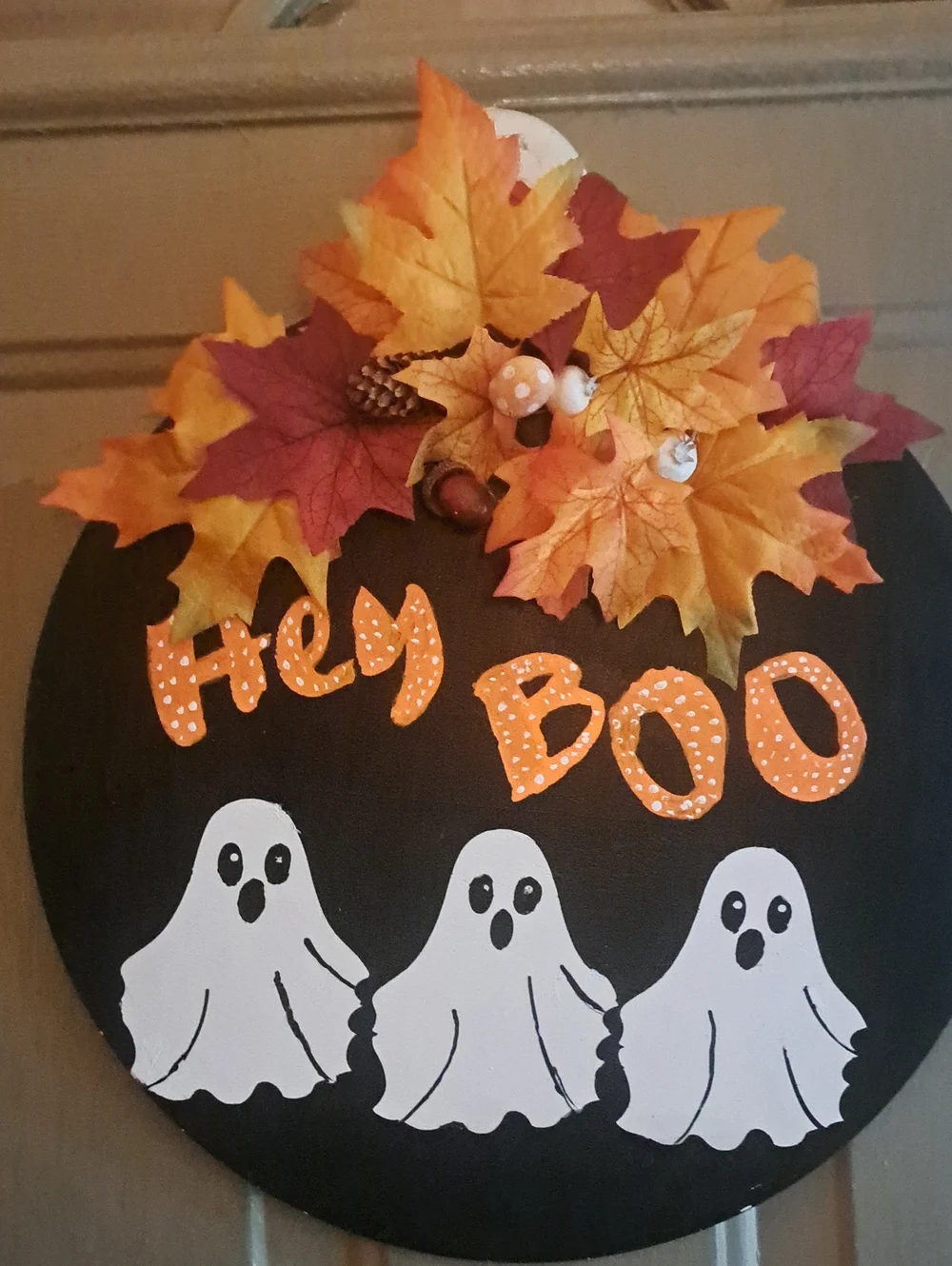 Halloween 'Hey Boo' Black & Orange Ghost Door Wall Decor